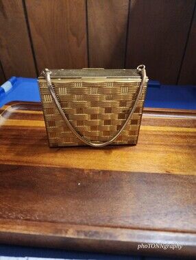 Vintage Fifth Ave Gold -Tone Carry-All Vanity Compact Purse